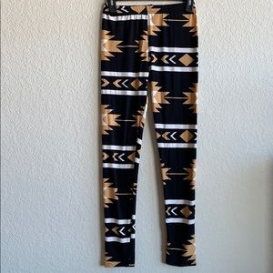 Tan, White and Black Aztec Print Leggings